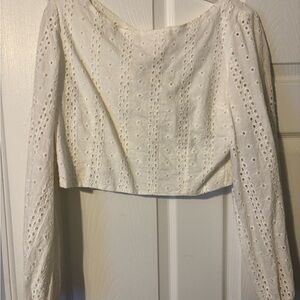 Elegant White Eyelet Women's Top